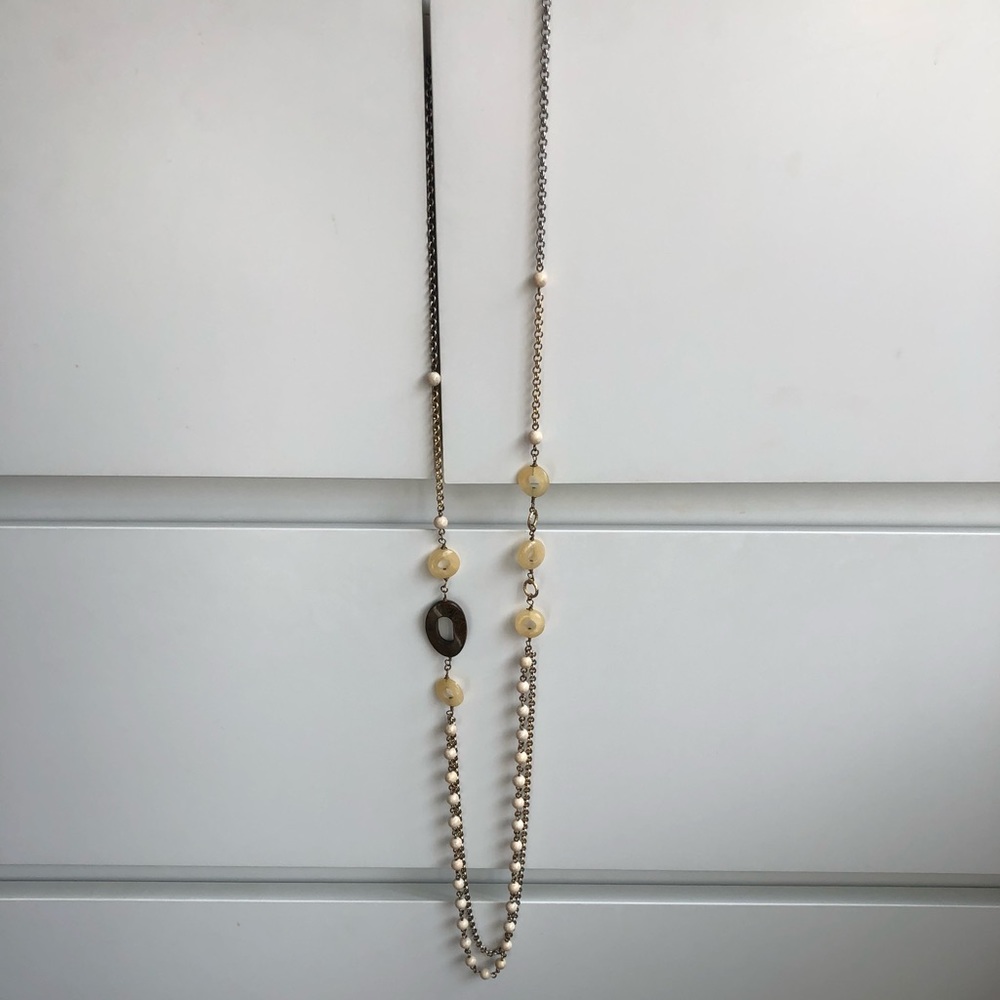 Mixed material long necklace